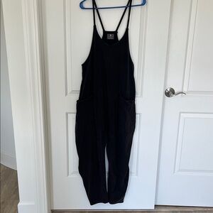 Free People One Shot Onesie Black Casual Cotton Overalls